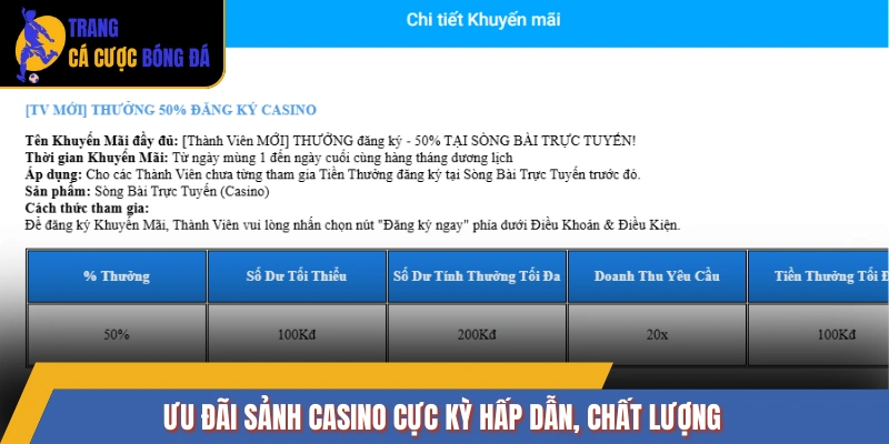 Ưu đãi sảnh Casino cực kỳ hấp dẫn, chất lượng